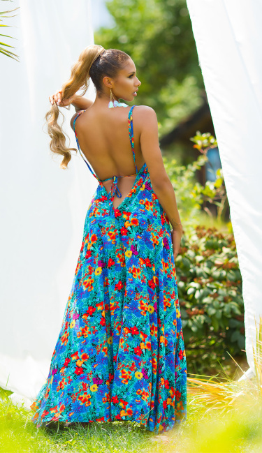 Maxidress with low back Blue
